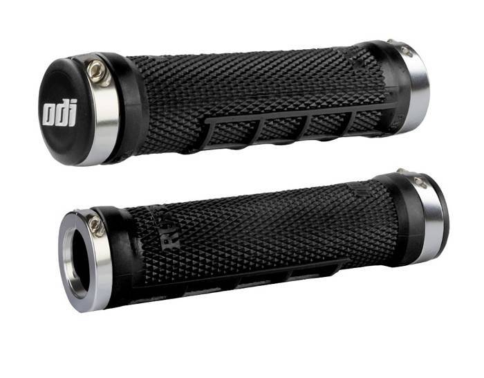 ODI Ruffian MX Lock-On Grips, 130mm, No Flange, Black w/Silver Clamps